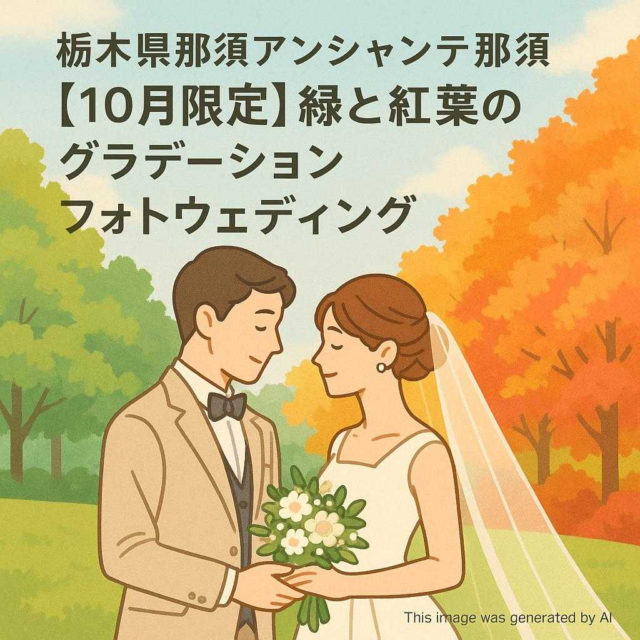 栃木県那須アンシャンテ那須 【10月限定】緑と紅葉のグラデーションフォトウェディング