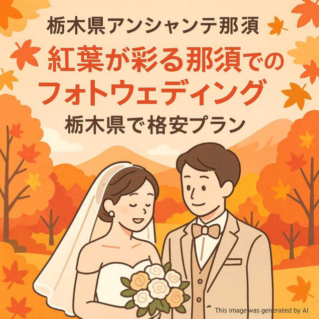 栃木県アンシャンテ那須 紅葉が彩る那須でのフォトウェディング・栃木県で格安プラン