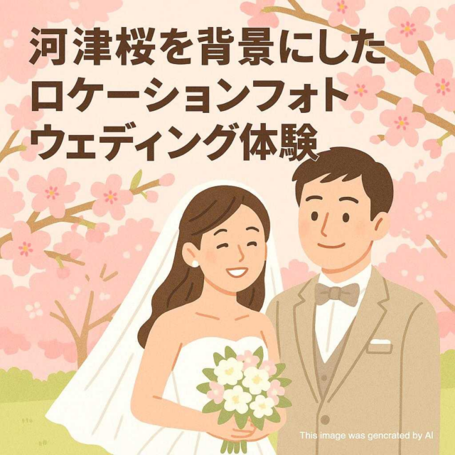 河津桜を背景にしたロケーションフォトウェディング体験