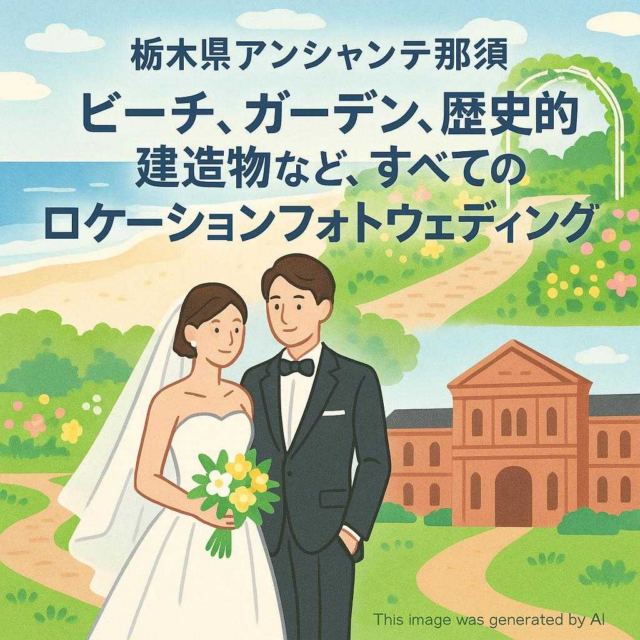 栃木県アンシャンテ那須 ビーチ、ガーデン、歴史的建造物など、すべてのロケーションフォトウェディングプラン