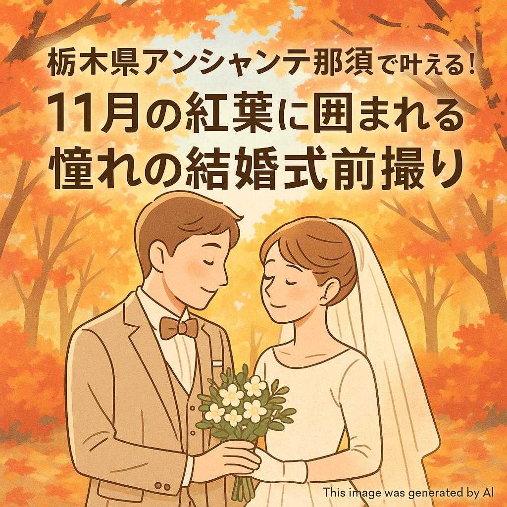 栃木県アンシャンテ那須で叶える!11月の紅葉に囲まれる憧れの結婚式前撮り