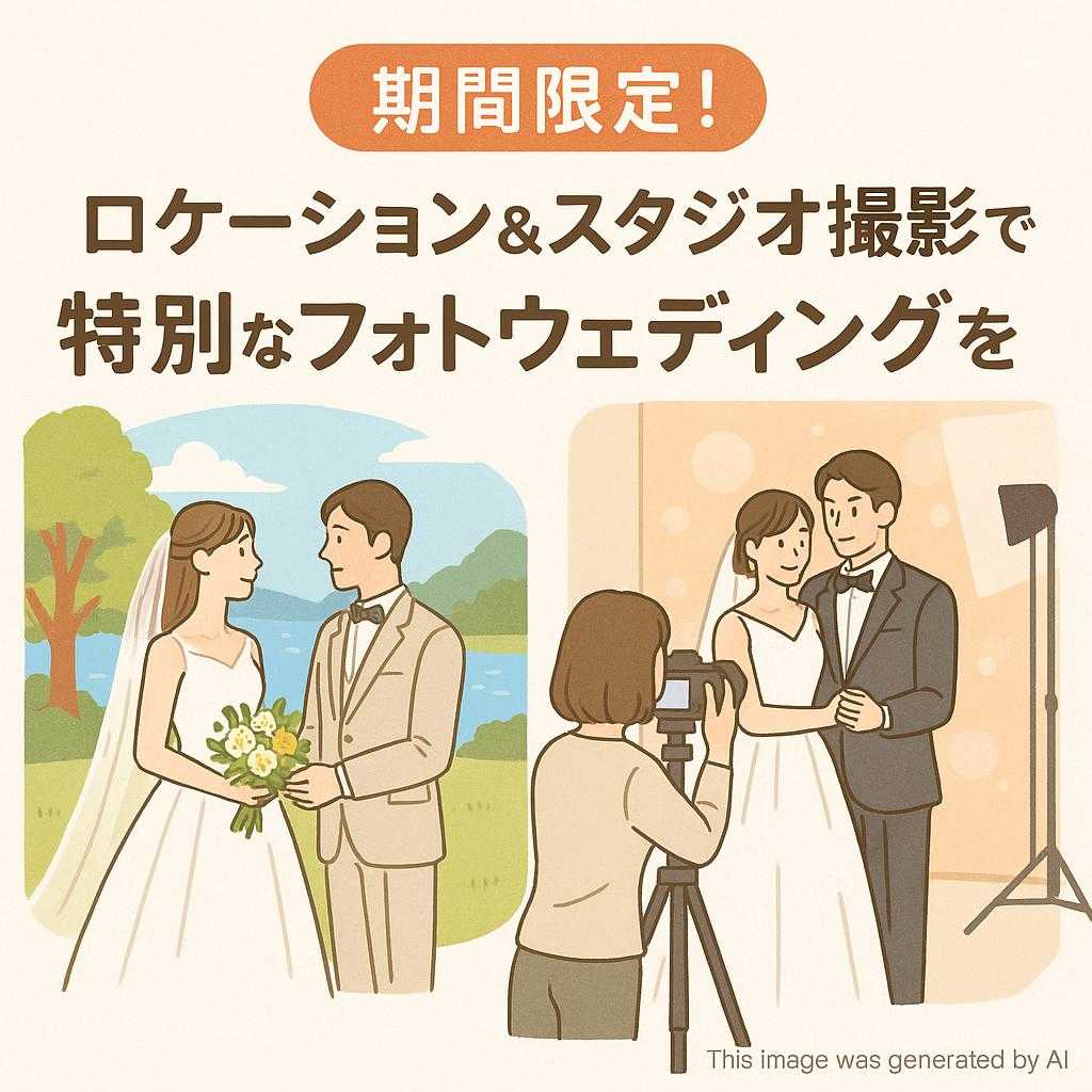 期間限定！ロケーション＆スタジオ撮影で特別なフォトウェディングを