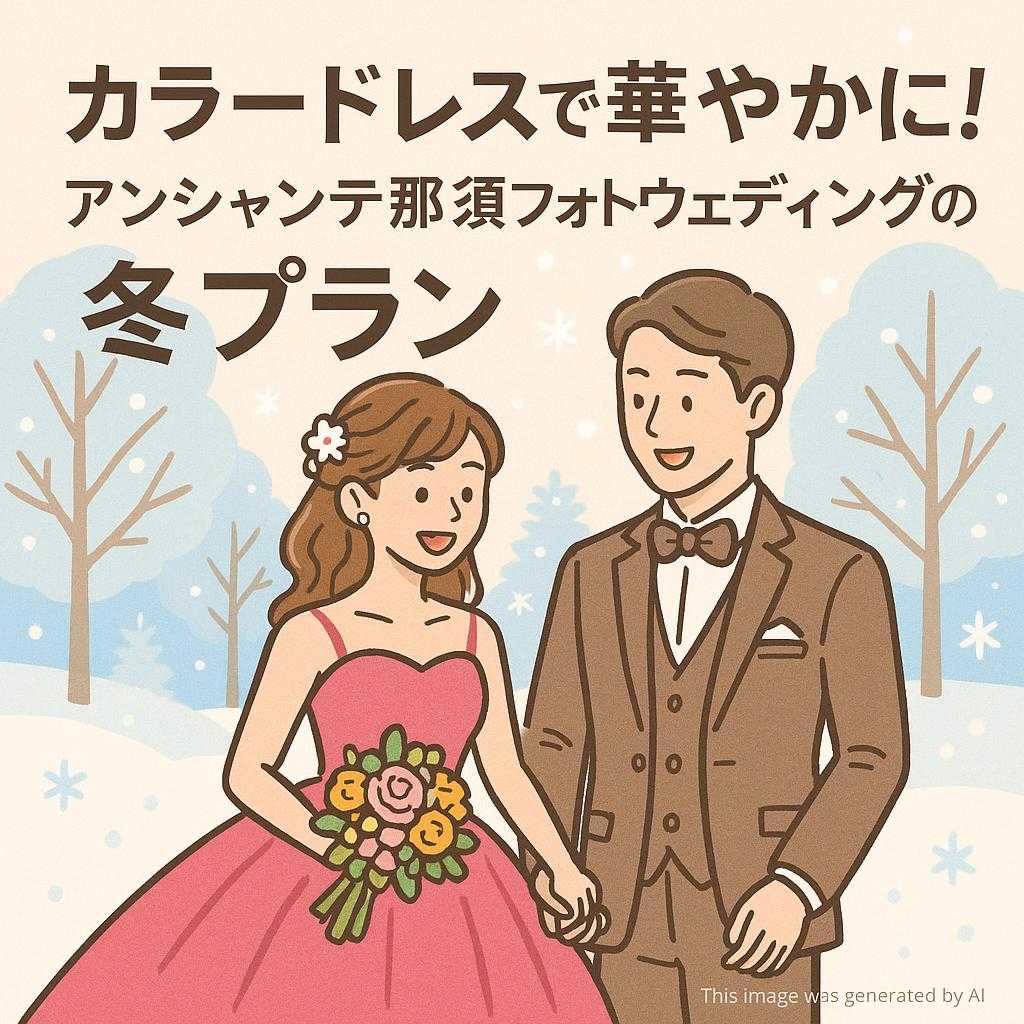カラードレスで華やかに! アンシャンテ那須フォトウェディングの冬プラン