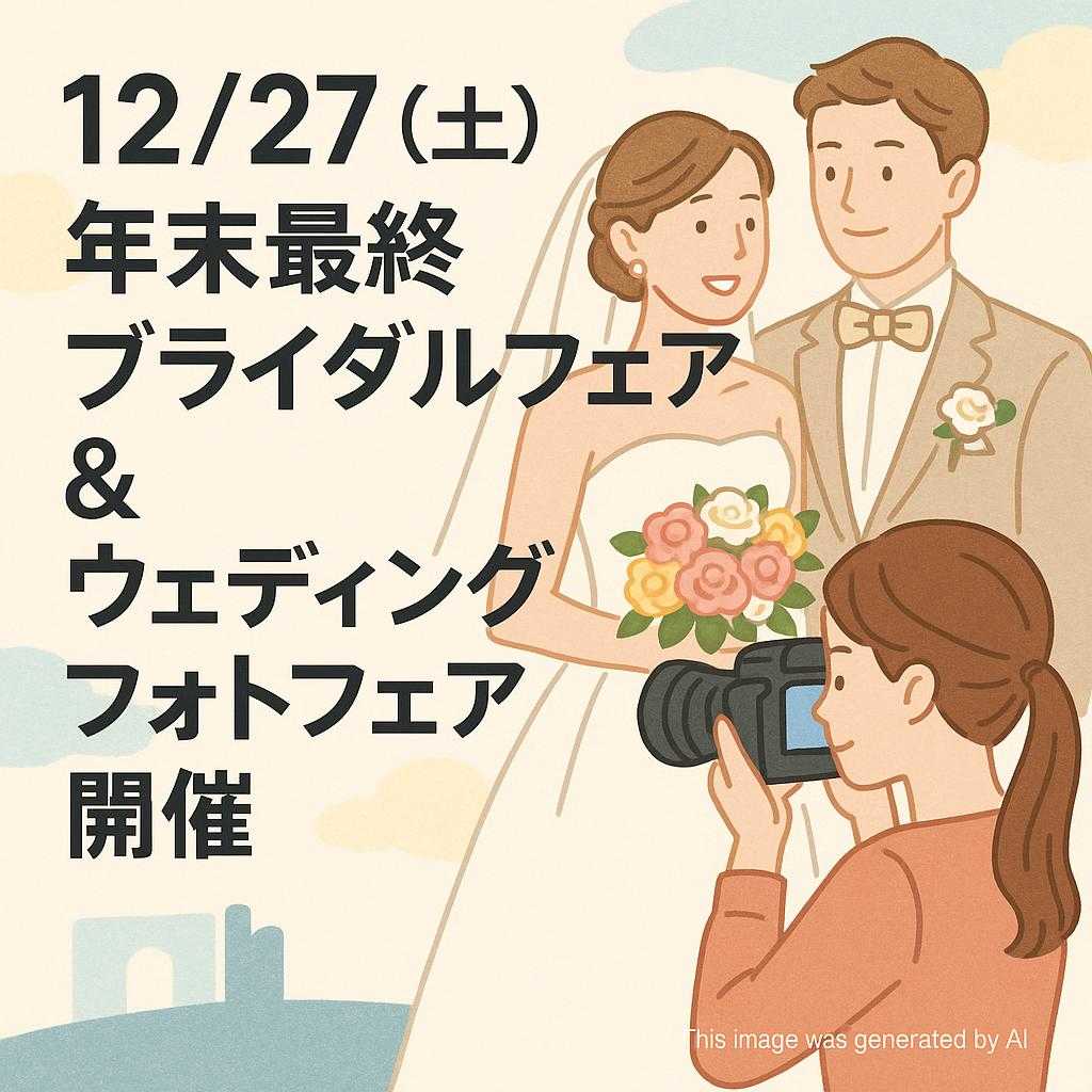 12/27（土）年末最終ブライダルフェア＆ウェディングフォトフェア開催