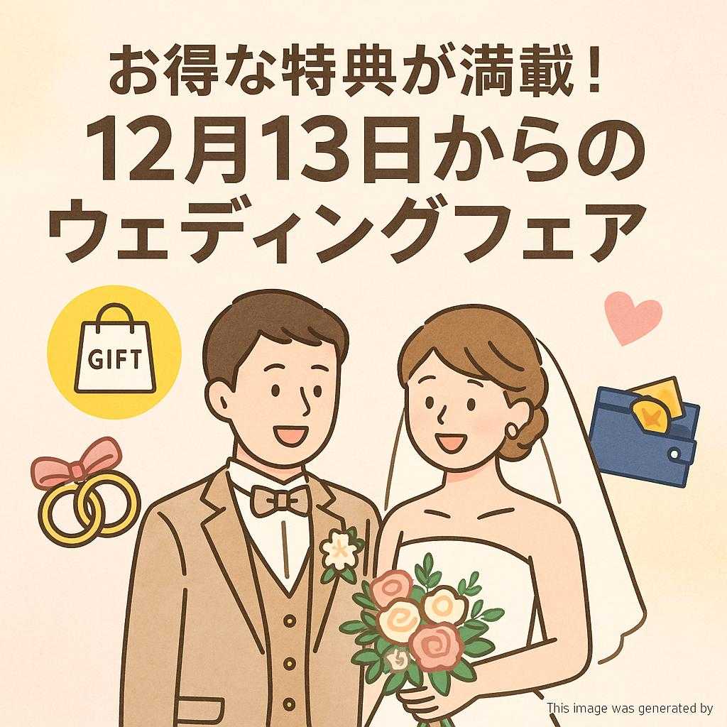 お得な特典が満載!12月13日からのウェディングフェア
