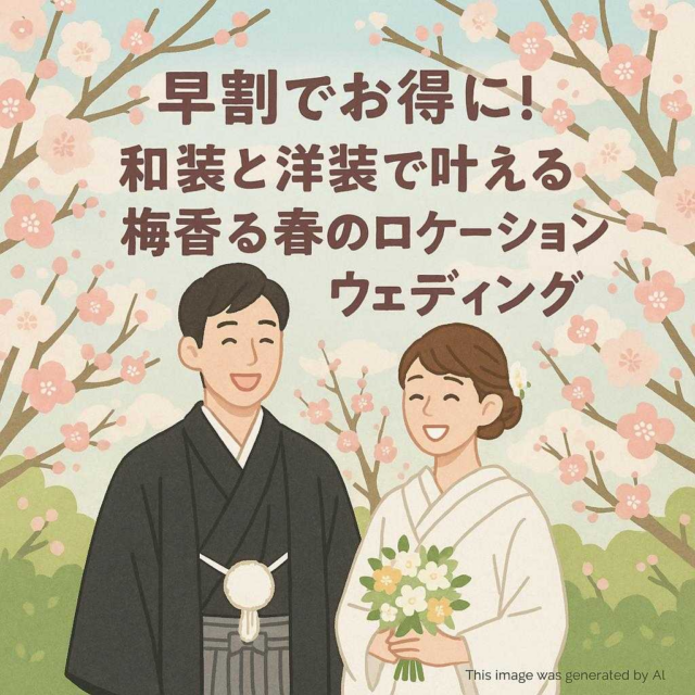 早割でお得に！和装と洋装で叶える梅香る春のロケーションウェディング