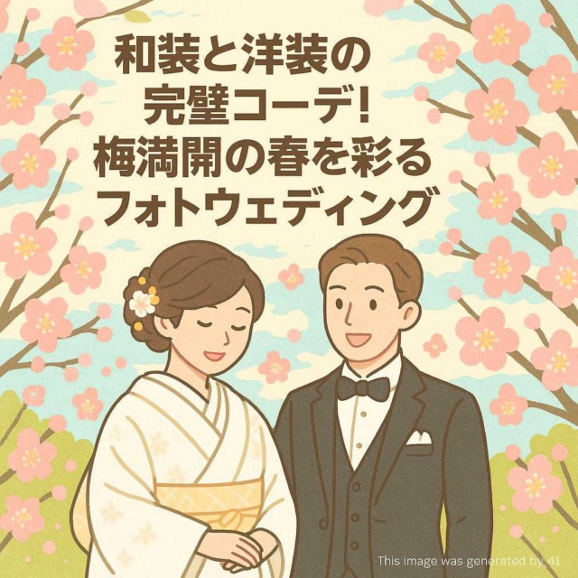 和装と洋装の完璧コーデ！梅満開の春を彩るフォトウェディング