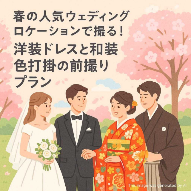 春の人気ウェディングロケーションで撮る! 洋装ドレスと和装色打掛の前撮りプラン
