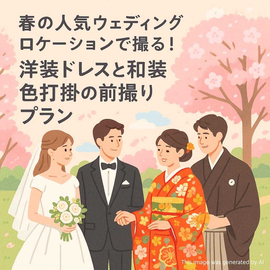 春の人気ウェディングロケーションで撮る! 洋装ドレスと和装色打掛の前撮りプラン