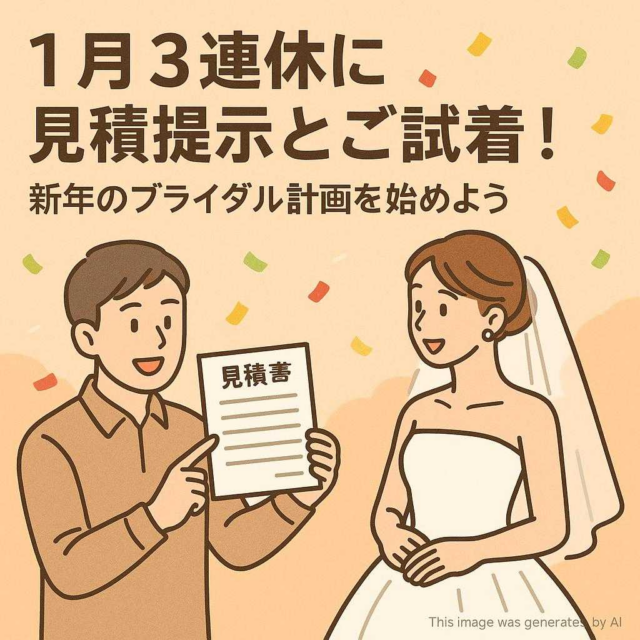 １月３連休に見積提示とご試着！新年のブライダル計画を始めよう
