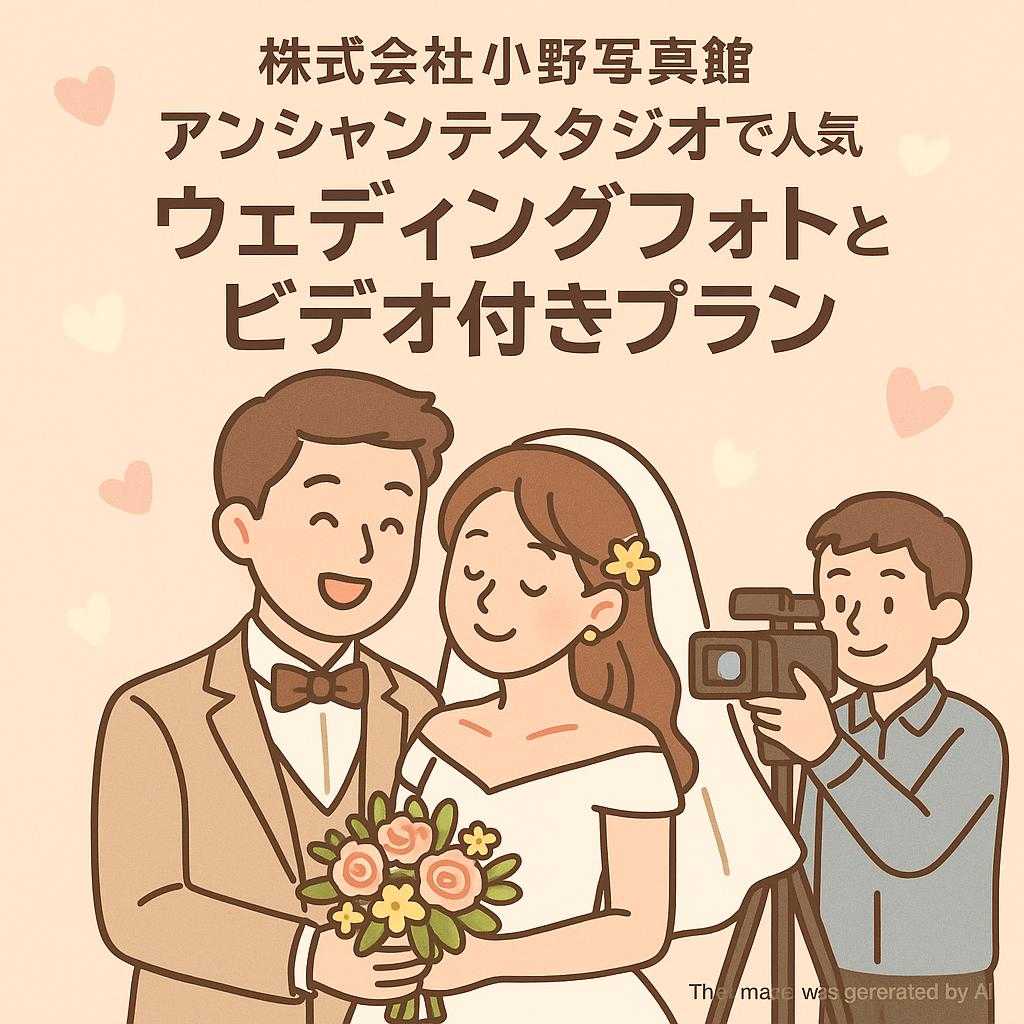 株式会社小野写真館アンシャンテスタジオで人気のウェディングフォトとビデオ付きプラン