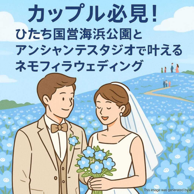 カップル必見！ひたち国営海浜公園とアンシャンテスタジオで叶えるネモフィラウェディング
