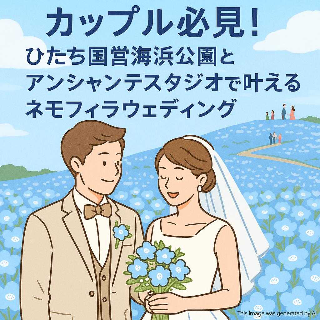 カップル必見！ひたち国営海浜公園とアンシャンテスタジオで叶えるネモフィラウェディング