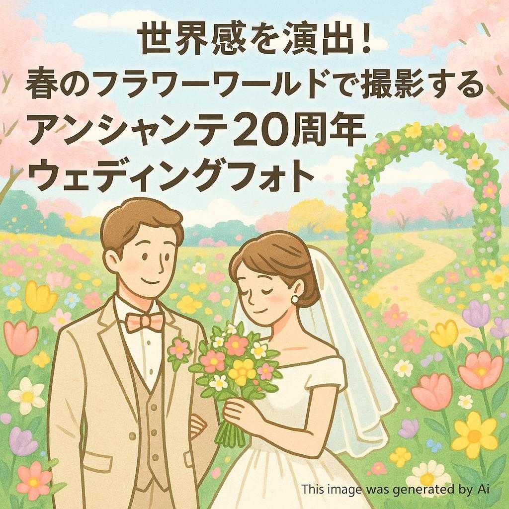 世界感を演出！春のフラワーワールドで撮影するアンシャンテ20周年ウェディングフォト
