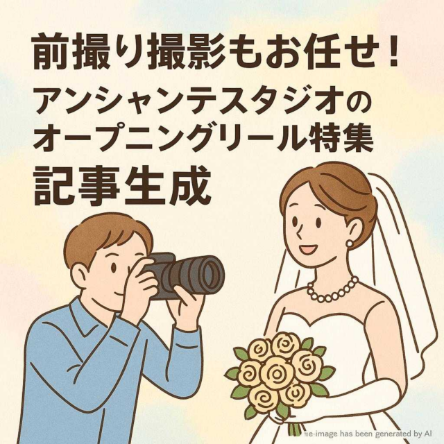前撮り撮影もお任せ！アンシャンテスタジオのオープニングリール特集 記事生成