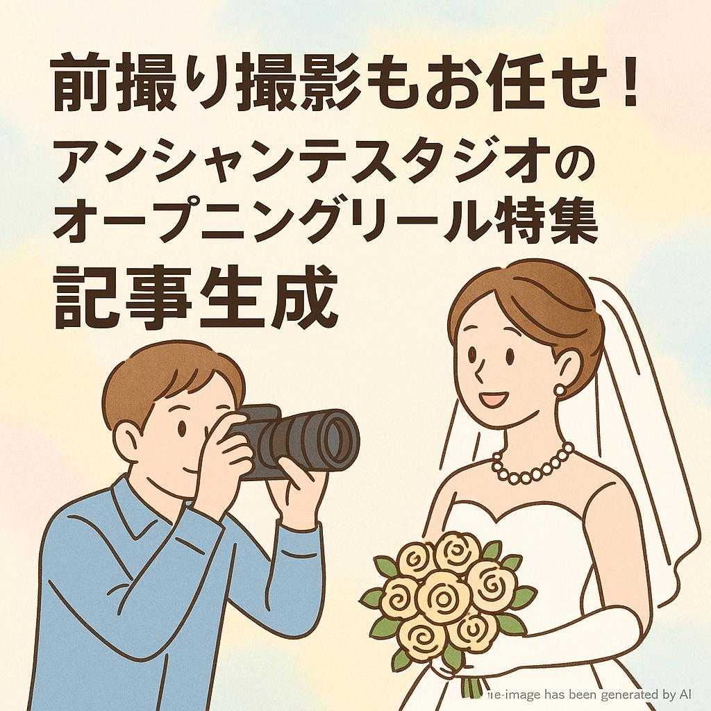 前撮り撮影もお任せ！アンシャンテスタジオのオープニングリール特集 記事生成