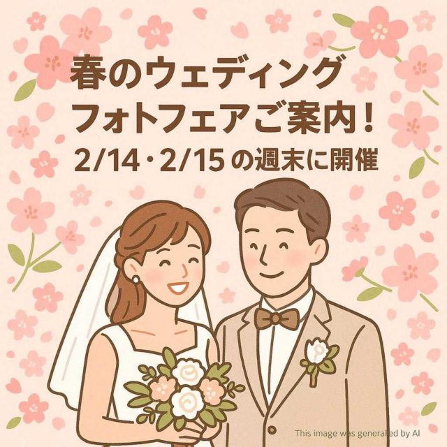 春のウェディングフォトフェアご案内！2/14・2/15の週末に開催