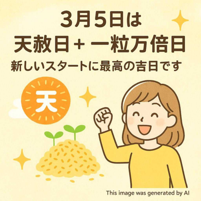 3月5日は「天赦日＋一粒万倍日」✨ 新しいスタートに最高の吉日です