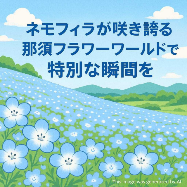 ネモフィラが咲き誇る那須フラワーワールドで特別な瞬間を