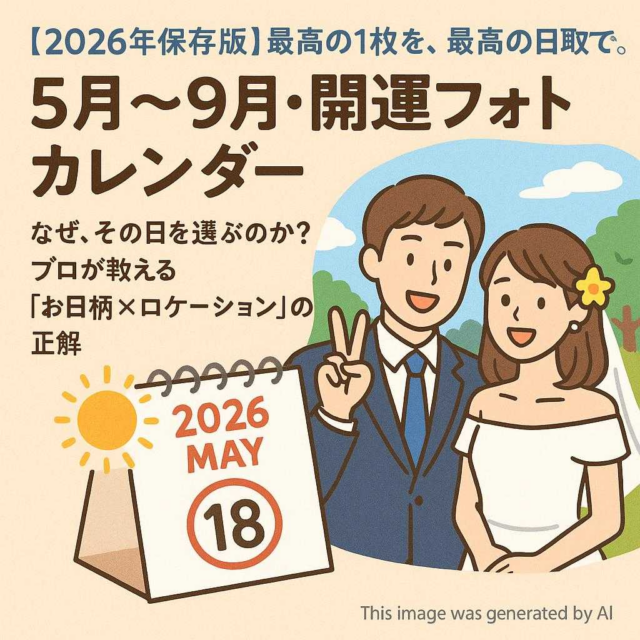 「【2026年保存版】最高の1枚を、最高の日取りで。5月〜9月・開運フォトカレンダー」  「なぜ、その日を選ぶのか？プロが教える『お日柄×ロケーション』の正解」
