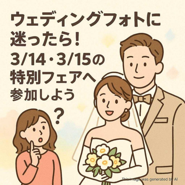 ウェディングフォトに迷ったら！3/14・3/15の特別フェアへ参加しよう