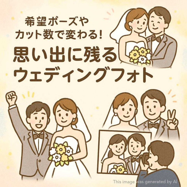 希望ポーズやカット数で変わる！思い出に残るウェディングフォト