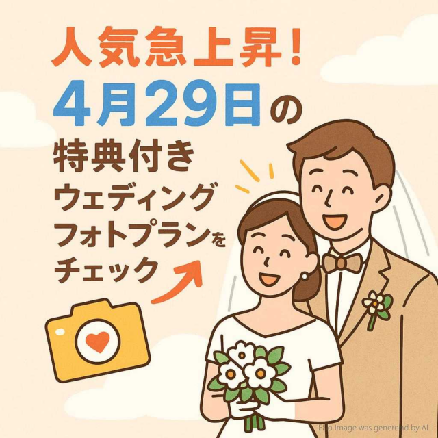人気急上昇！4月29日の特典付きウェディングフォトプランをチェック