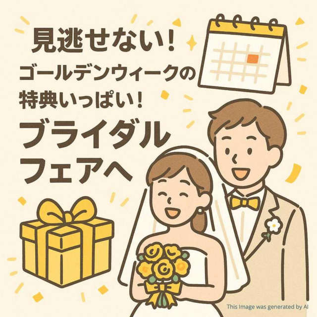 見逃せない！ゴールデンウィークの特典いっぱい！ブライダルフェアへ