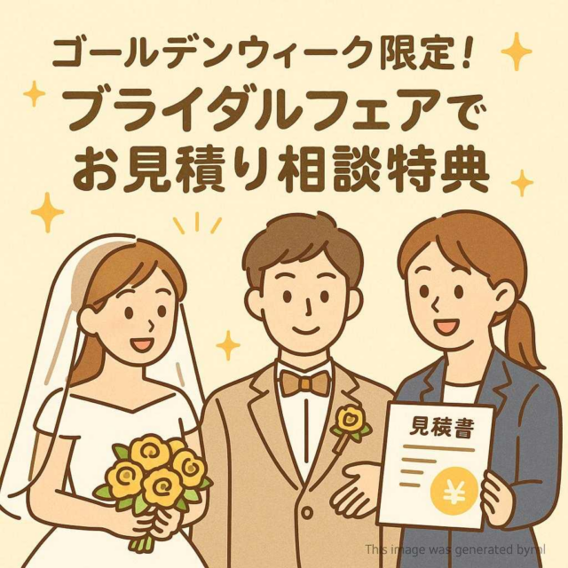 ゴールデンウィーク限定！ブライダルフェアでお見積り相談特典