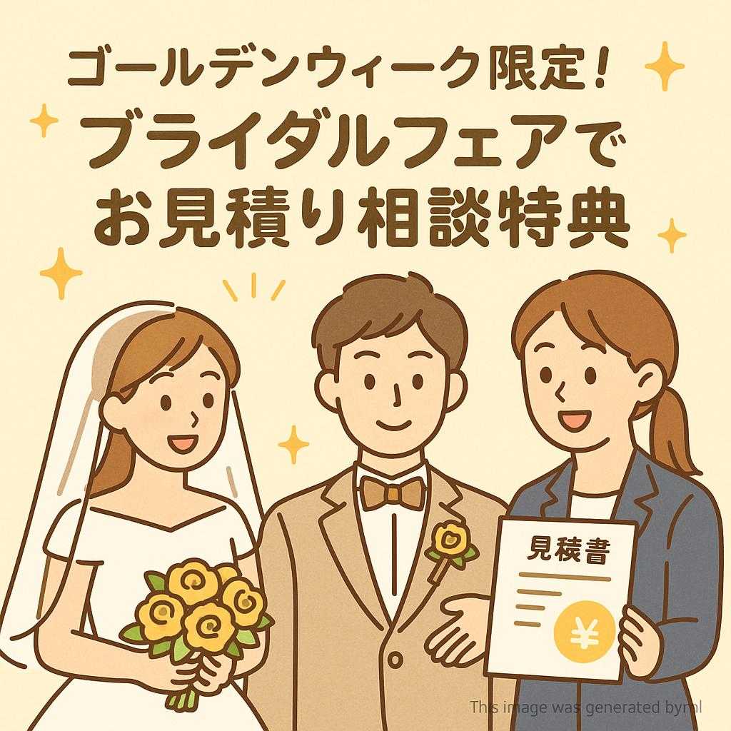ゴールデンウィーク限定！ブライダルフェアでお見積り相談特典