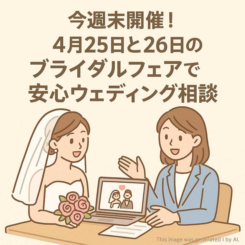 今週末開催！4月25日と26日のブライダルフェアで安心ウェディング相談