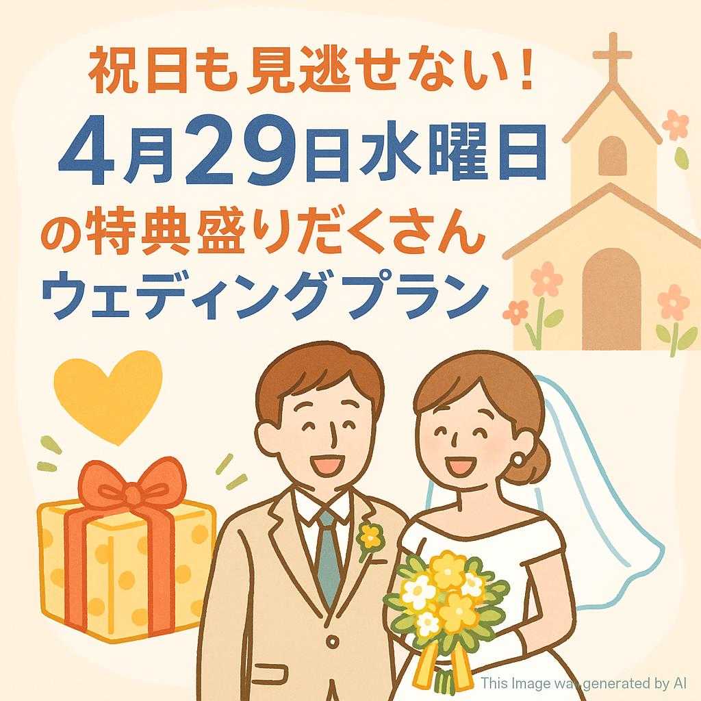 祝日も見逃せない！4月29日水曜日の特典盛りだくさんウェディングプラン