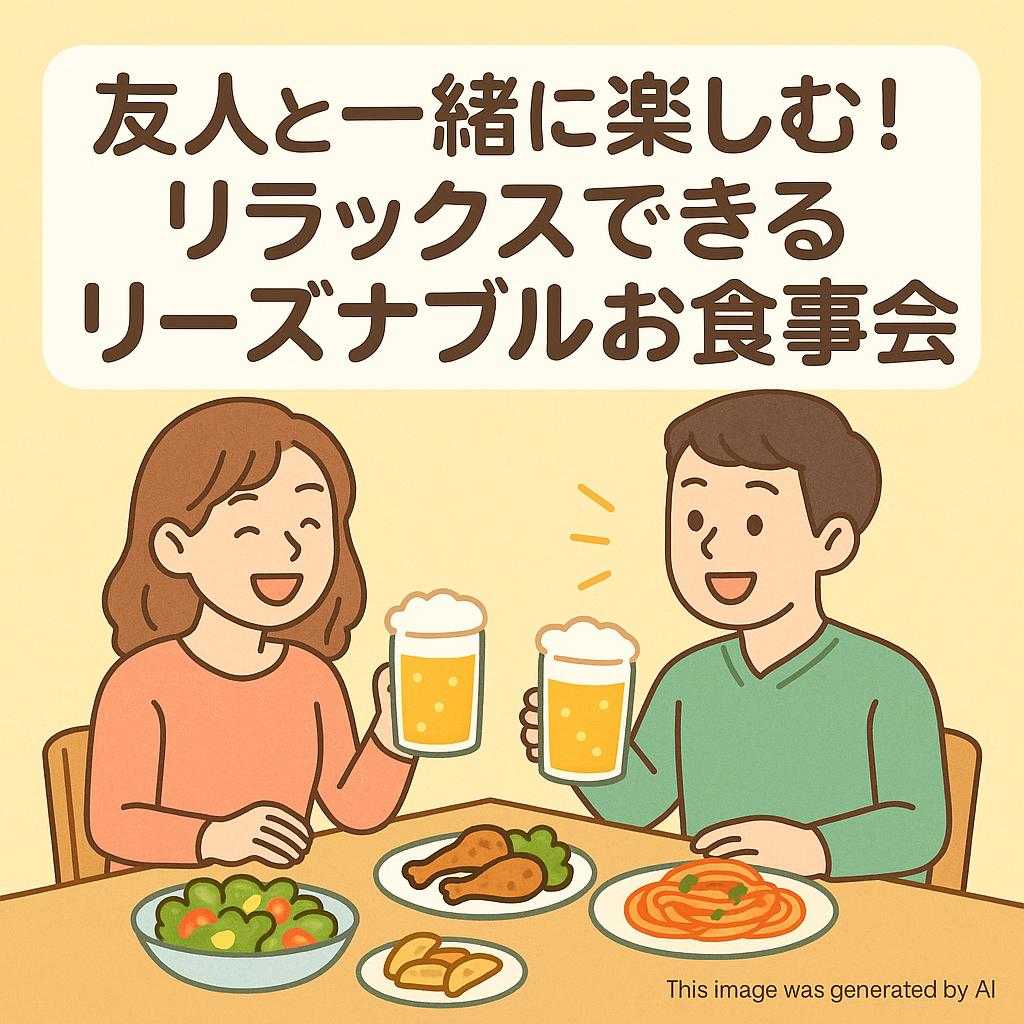 友人と一緒に楽しむ！リラックスできるリーズナブルお食事会