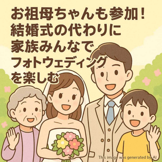 お祖母ちゃんも参加！結婚式の代わりに家族みんなでフォトウェディングを楽しむ