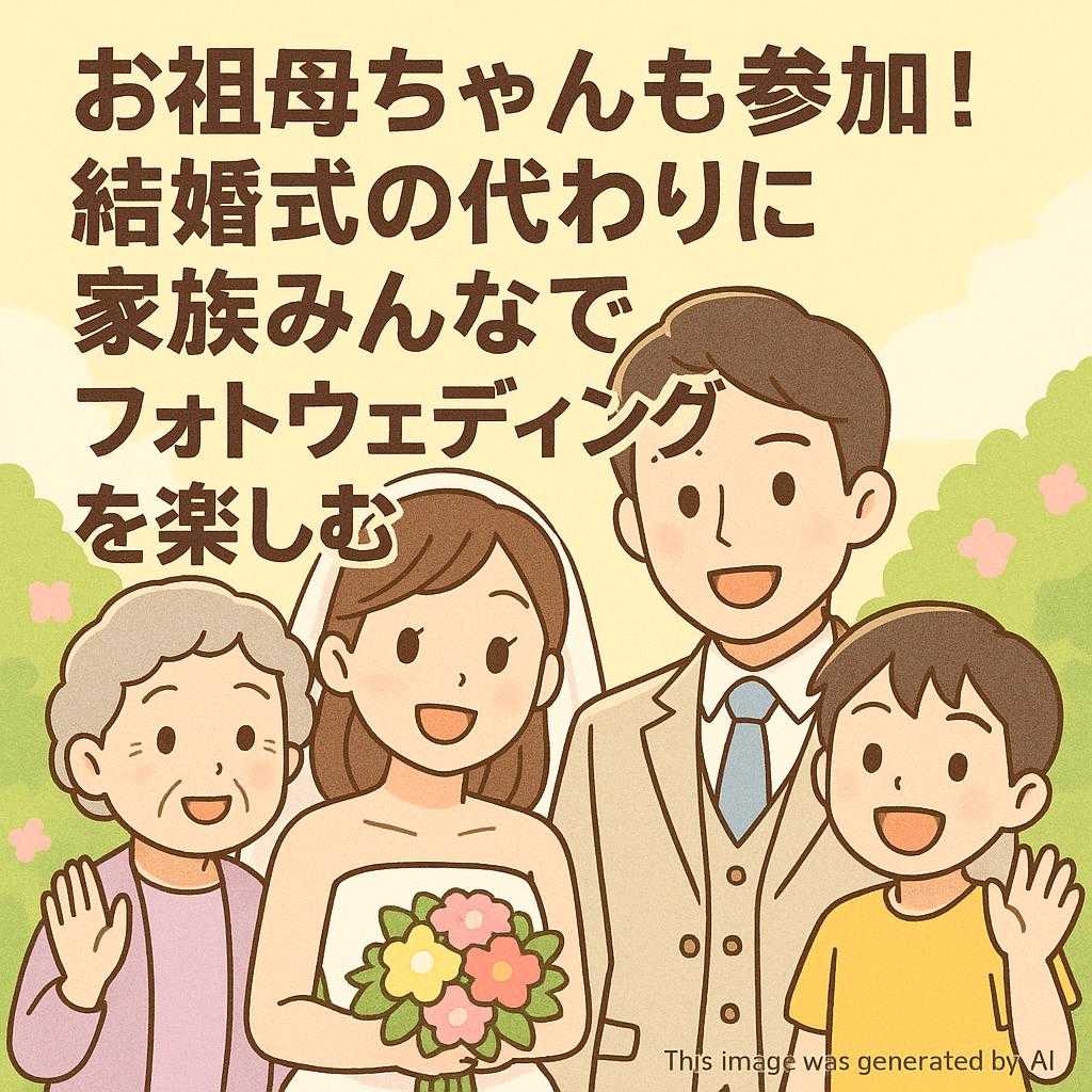 お祖母ちゃんも参加！結婚式の代わりに家族みんなでフォトウェディングを楽しむ