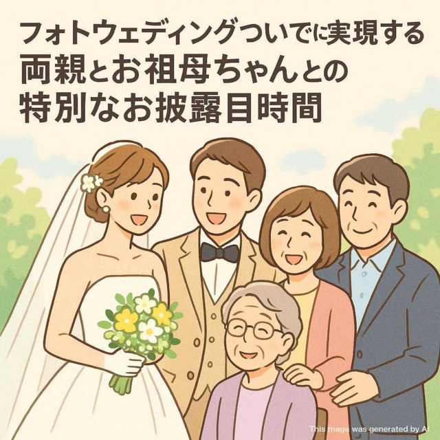 フォトウェディングついでに実現する両親とお祖母ちゃんとの特別なお披露目時間