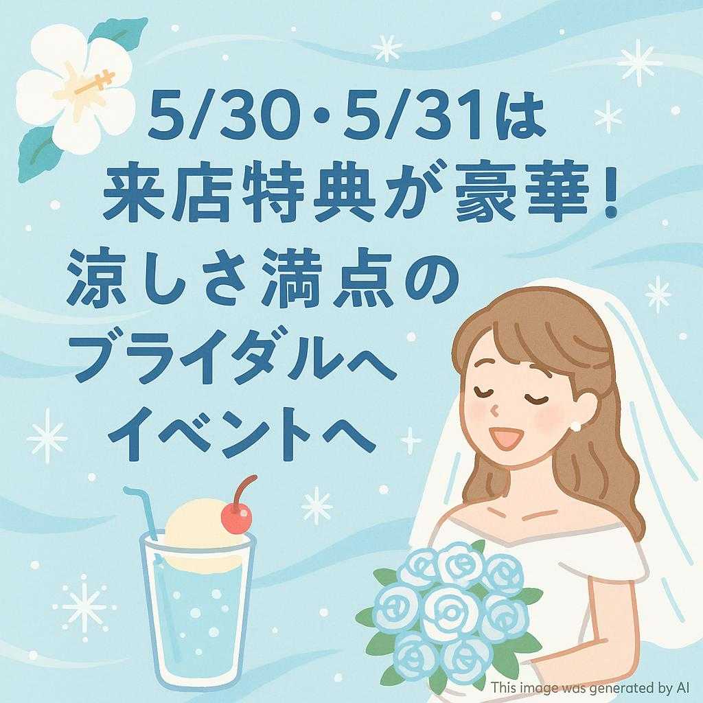 5/30・5/31は来店特典が豪華！涼しさ満点のブライダルイベントへ