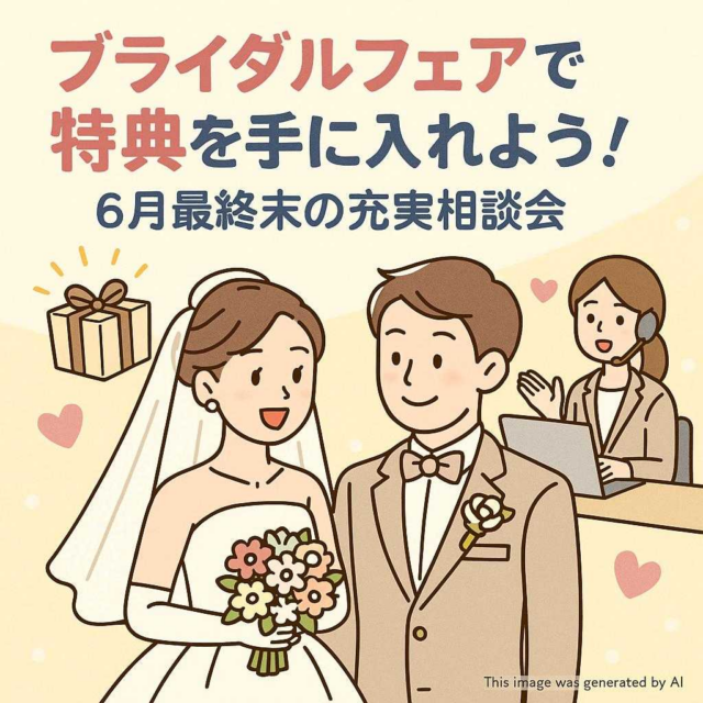 ブライダルフェアで特典を手に入れよう！6月最終末の充実相談会