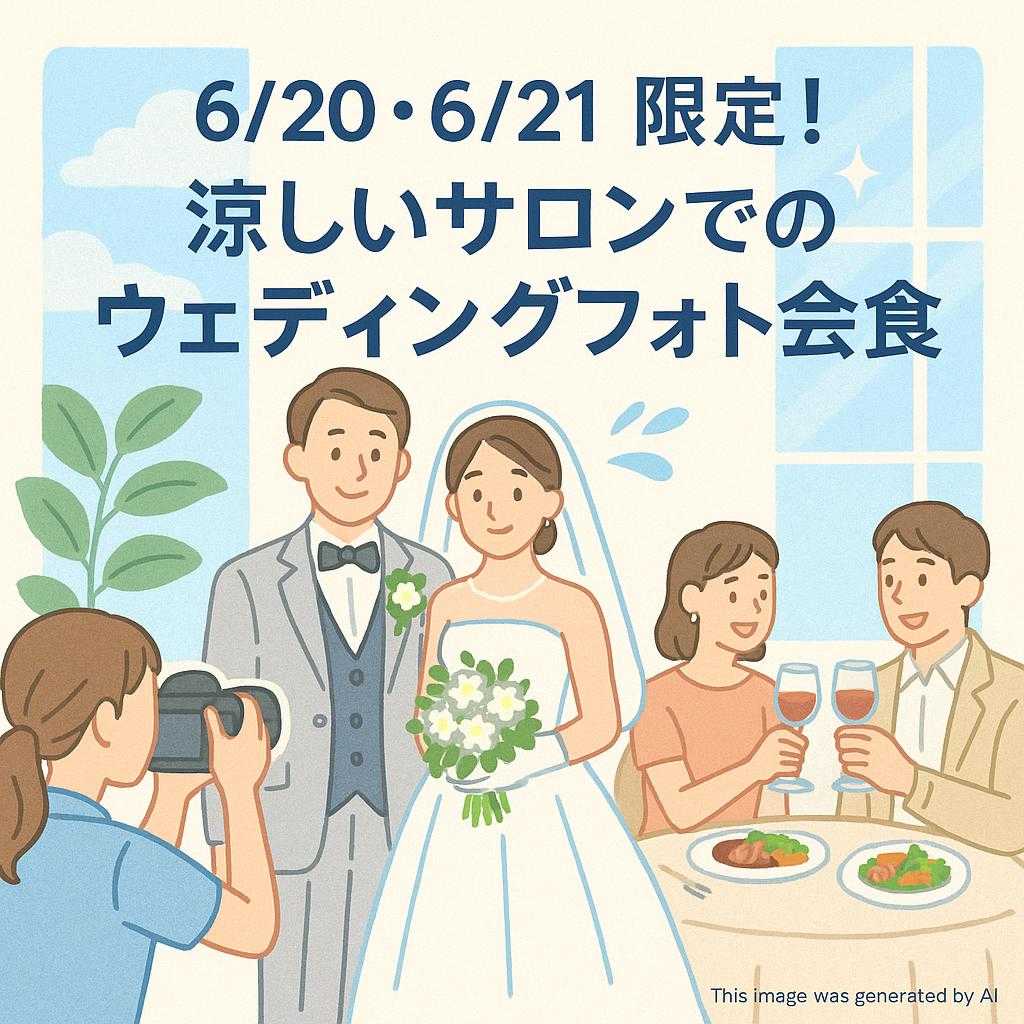 6/20・6/21限定！涼しいサロンでのウェディングフォト会食会