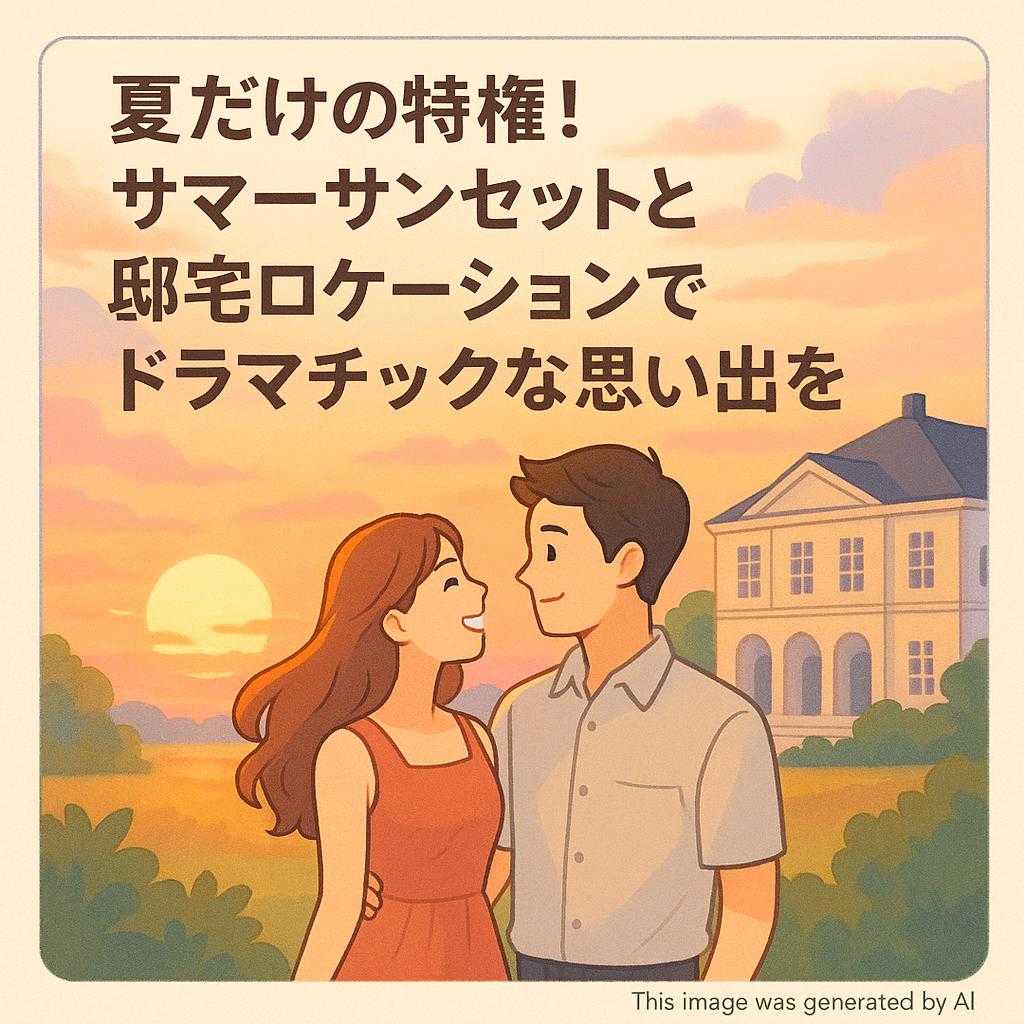 夏だけの特権！サマーサンセットと邸宅ロケーションでドラマチックな思い出を