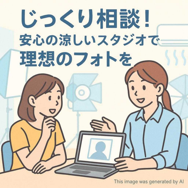 じっくり相談！安心の涼しいスタジオで理想のフォトを