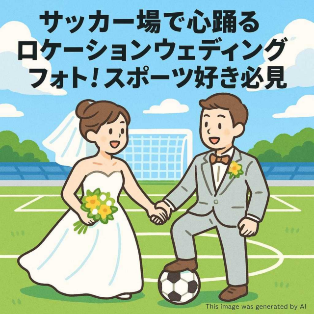 サッカー場で心踊るロケーションウェディングフォト！スポーツ好き必見