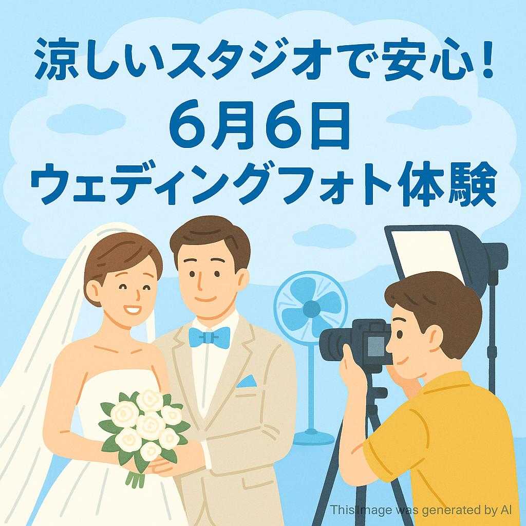 涼しいスタジオで安心！6月6日ウェディングフォト体験