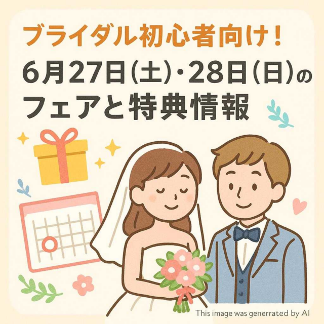ブライダル初心者向け！6月27日（土）・28日（日）のフェアと特典情報