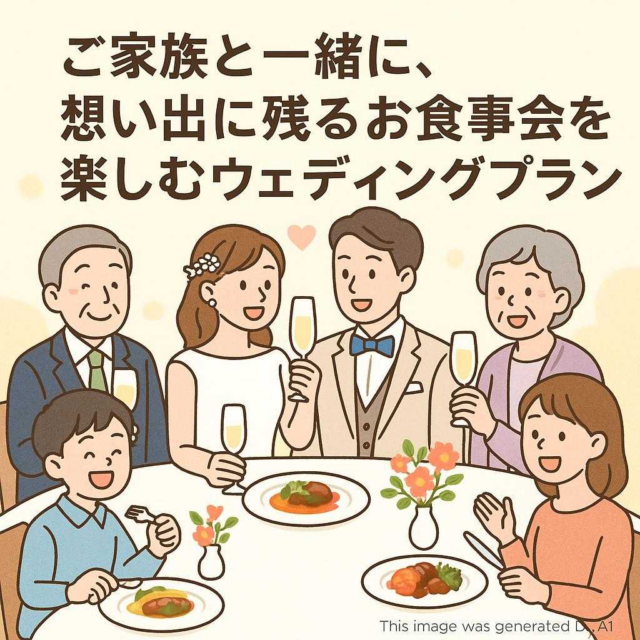 ご家族と一緒に、想い出に残るお食事会を楽しむウェディングプラン