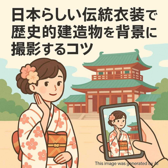 日本らしい伝統衣装で歴史的建造物を背景に撮影するコツ