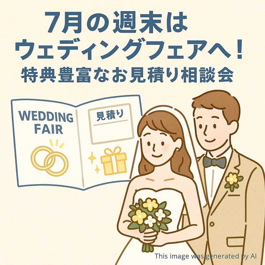 7月の週末はウェディングフェアへ！特典豊富なお見積り相談会