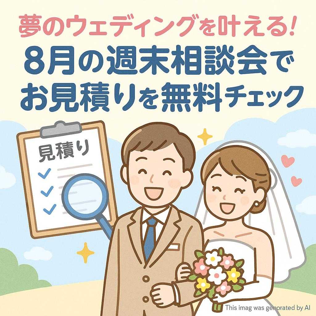夢のウェディングを叶える!8月の週末相談会でお見積りを無料チェック