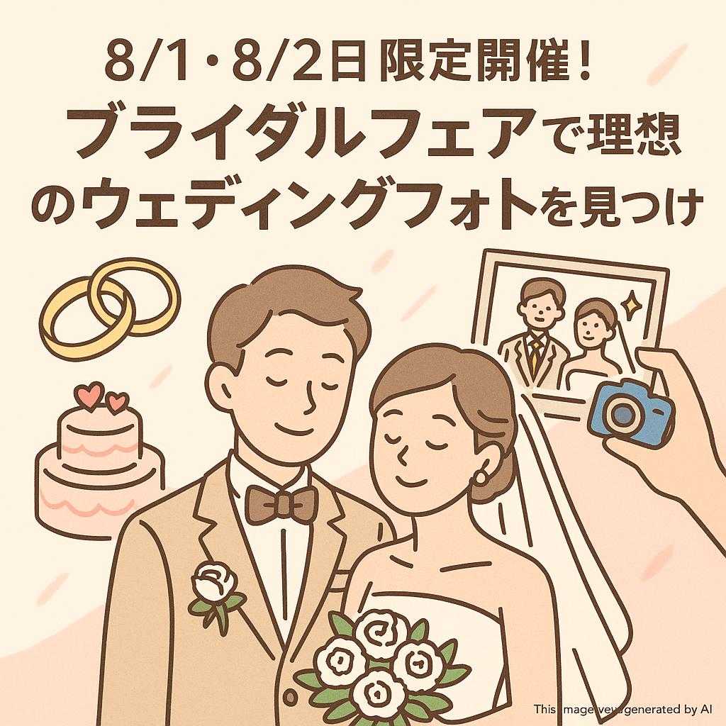 8/1・8/2日限定開催！ブライダルフェアで理想のウェディングフォトを見つける