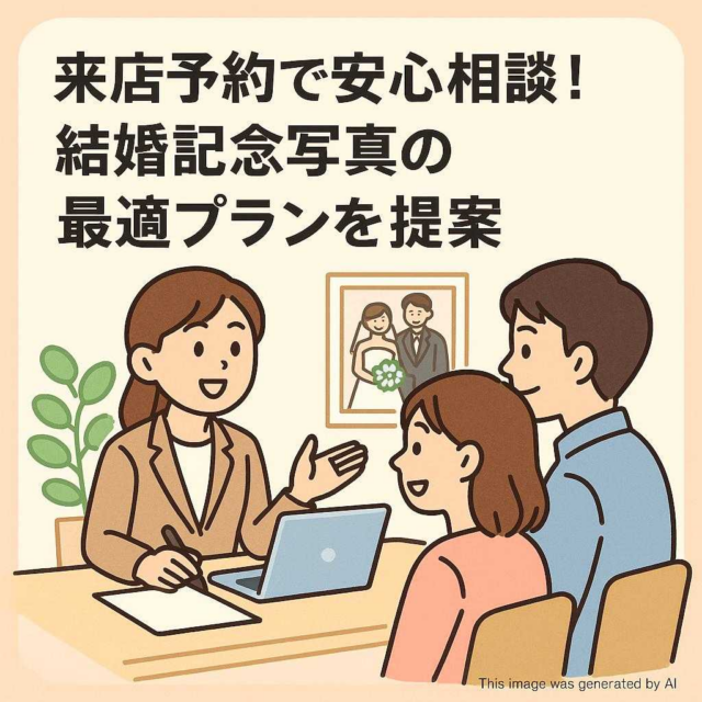来店予約で安心相談！結婚記念写真の最適プランを提案